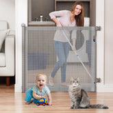 LXCGROOMER no-drill retractable gate installation for wall-friendly setup.