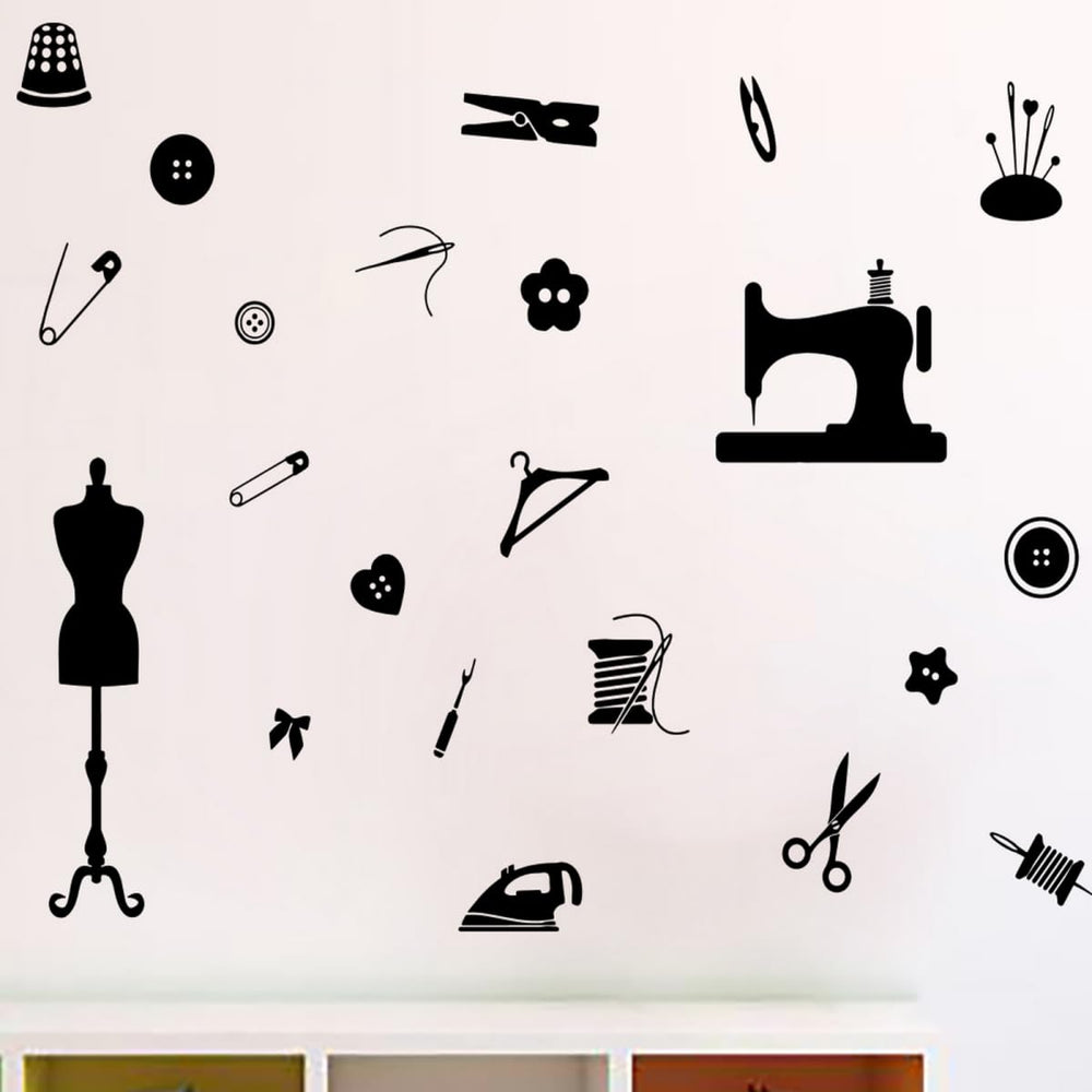 LXRCXR tailor wall sticker with sewing machine for stylish studio decor