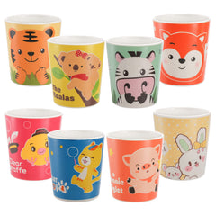 Lyellfe bamboo cup 8-pack in soft colors, ideal for family meals.