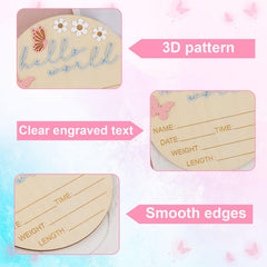 Lyreh Hello World Newborn Sign nursery decor setting adds warm charm to baby room.