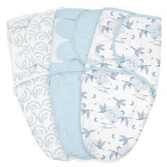 LYRICHOM BABY bird-pattern swaddle sacks provide cozy, skin-friendly comfort for newborns.