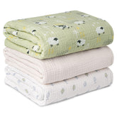LYRICHOM BABY cute farm swaddle blanket three-pack for newborn cuddling.