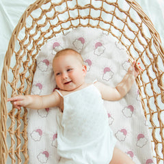 LYRICHOM BABY muslin texture close-up highlights soft breathable cotton.