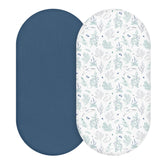 LYRICHOM BABY muslin bassinet sheets blue deer 2-pack laid flat for breathable comfort