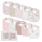 LYRICHOM BABY muslin bib front view shows soft, absorbent fabric for drool protection