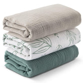 LYRICHOM BABY muslin swaddle 3-pack in bright colors for cozy, breathable wrapping.
