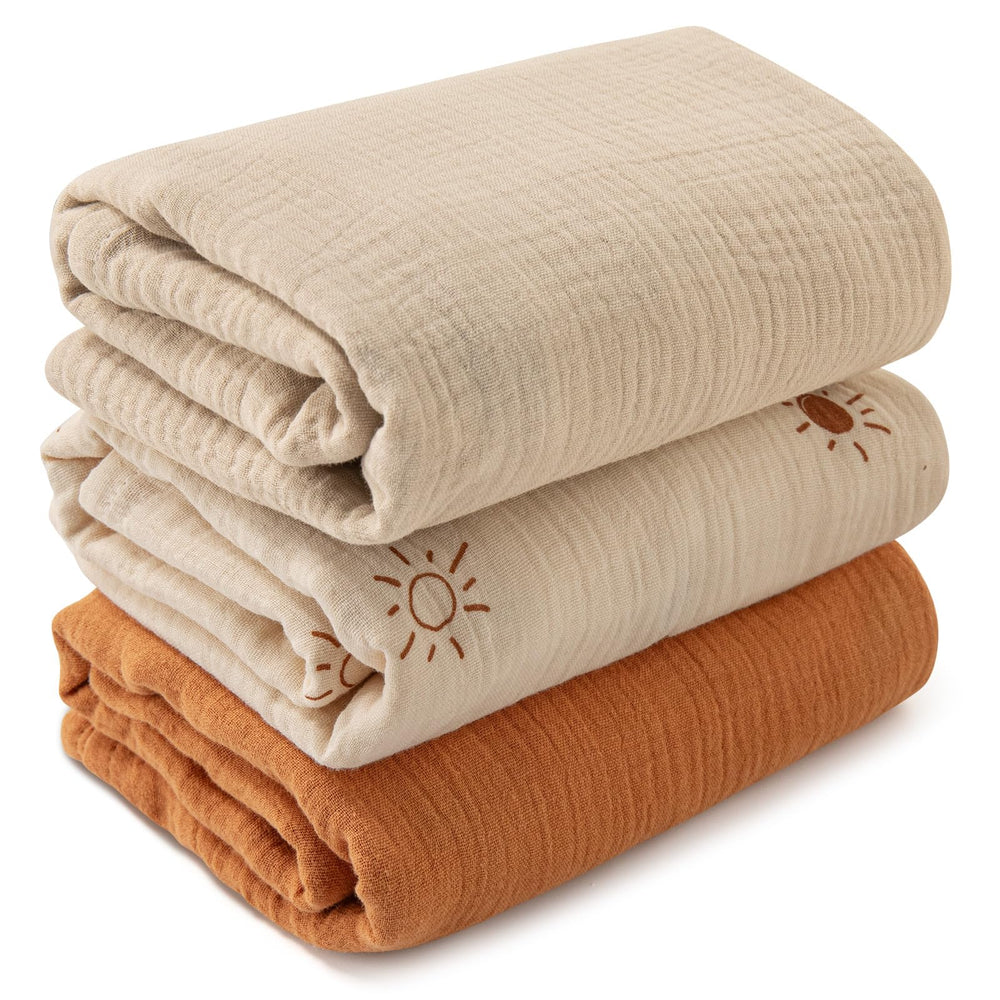 LYRICHOM BABY muslin swaddle blankets packshot showing breathable fabric for newborn comfort.