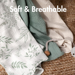 LYRICHOM BABY swaddle doubles as nursing cover and stroller shade.