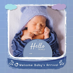 LZC LADYS GIFT baby announcement acrylic sign blue for newborn photography.