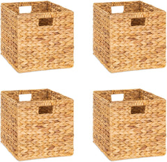 M4DECOR water hyacinth storage basket on a shelf for tidy toy and book storage.