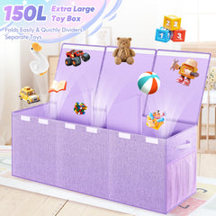 Mabahoo toy box collapsed with lid open showing large interior capacity