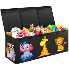 Mabahoo extra-large toy box with collapsible lids keeps living spaces tidy.