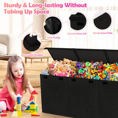Mabahoo extra-large toy box with reinforced handles for easy transport around the home.
