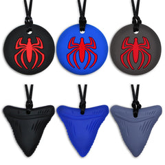 MaberryTech Direct chew necklace with shark toy pack supports focused calm during play