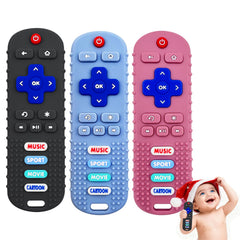 MACLUD remote teether three-pack in black helps soothe sore gums on the go