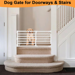 Maerd dog gate with built-in door, ideal for indoor stair access.