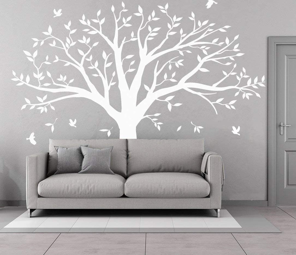 MAFENT giant family tree wall decal with birds for living rooms, creates a warm focal point