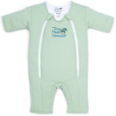 Magic Sleepsuit Merlin's Cotton Swaddle Transition front view in sage green helps calm baby