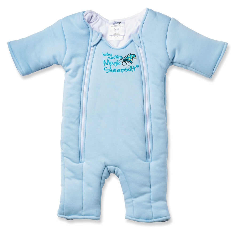 Magic Sleepsuit Merlin's blue microfleece close-up showing cozy, secure transition