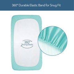 Deep pockets keep sheets tucked firmly on standard crib and toddler mattresses.