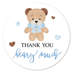 MAGJUCHE blue bear stickers 2in round for party favors and thank-you notes