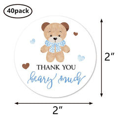 MAGJUCHE blue bear stickers 2in round add cute flair to baby showers