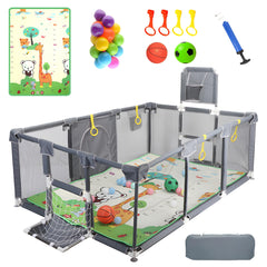 Magnelogy upgraded playpen with thick mat for comfortable indoor play and easy storage.