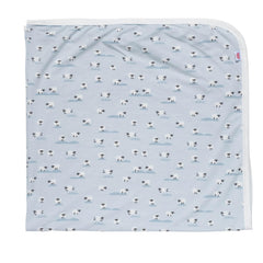 Magnetic Me modal soothing swaddle blanket in Baa Baa Baby Blue for silky softness and cozy snuggles