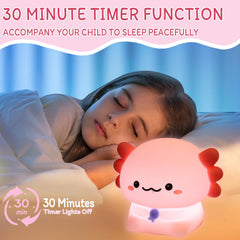 MAGOHMT Axolotl night light with auto-off timer for easy bedtime routines.