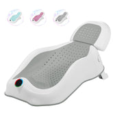 MAIKKB baby bath support with thermometer shows temperature cues for newborns
