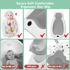 MAIKKB ergonomic curved design cradles baby with hands-free bathing