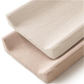 MairMore changing pad cover closeup of muslin fabric showing soft, breathable texture.