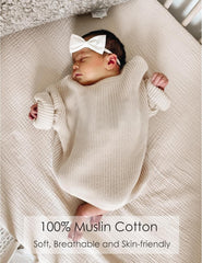 MairMore muslin crib sheet ivory color highlights gentle softness for naps.