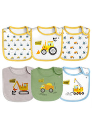 Maiwa baby bibs six-pack close-up of soft cotton fabric for gentle skin protection.