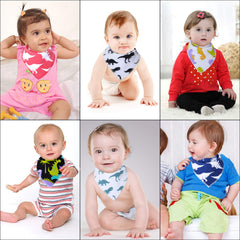 Maiwa dinosaur bandana bibs pack 4 showing adjustable snaps for growing necks