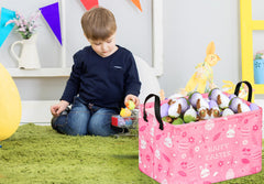 MAIZMZ cotton linen hamper with waterproof coating keeps toys tidy and contained.
