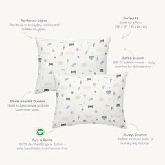 Makemake Organics pillowcase showing 8-inch deep envelope closure