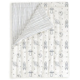 MakeMake Organics toddler comforter with astronaut print gives cozy nights in soft organic cotton