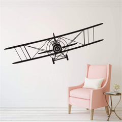Makeyes Biplane wall decal in black creates a bold focal point on walls.