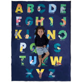 Malamaa ABC Rug for Kids XL blue on floor, soft surface for play.
