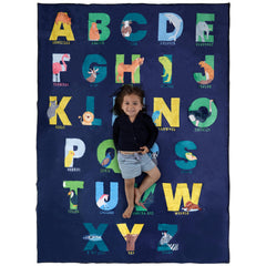 Malamaa ABC Rug for Kids XL blue on floor, soft surface for play.