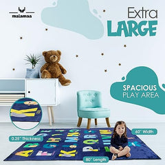 Malamaa ABC Rug soft plush surface supports crawling and safe play for toddlers.