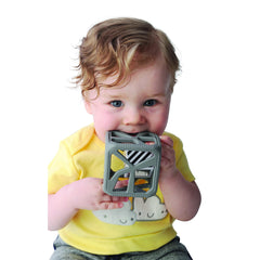 Malarkey Kids Grey Chew Cube large grip holes support little hands