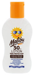 Malibu Kids Lotion SPF50 100ml front bottle for outdoor sun protection.