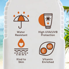 Malibu Kids Lotion SPF50 texture close-up shows smooth cream.
