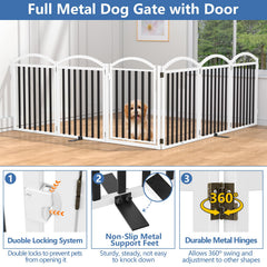 Malier metal dog gate 32-inch height blocks jumping and keeps pets safely contained.