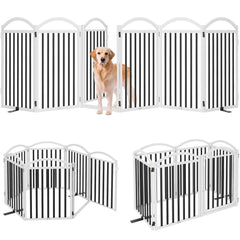 Malier metal dog gate six-panel door shows sturdy indoor containment.