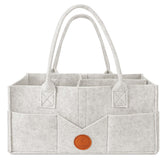 Maliton diaper caddy front view showing quick access to diapers and wipes
