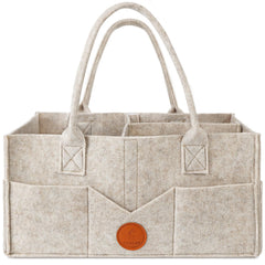 Maliton baby diaper caddy organizer closeup shows soft felt texture for baby-safe storage