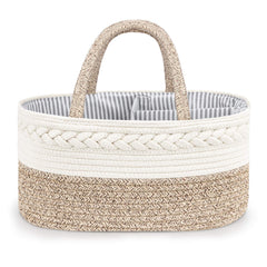 Maliton Baby Diaper Caddy XL basket in brown provides spacious diaper and wipe storage